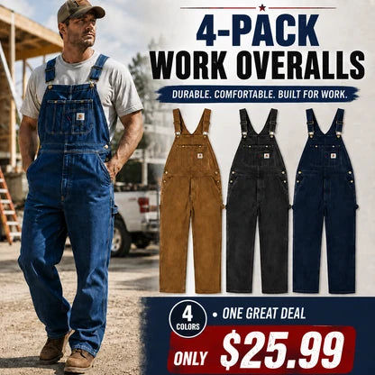 💝💝Last Day Promotion🔥Men's Denim Bib Overalls, Workwear with Adjustable Straps and Convenient Tool Pockets
