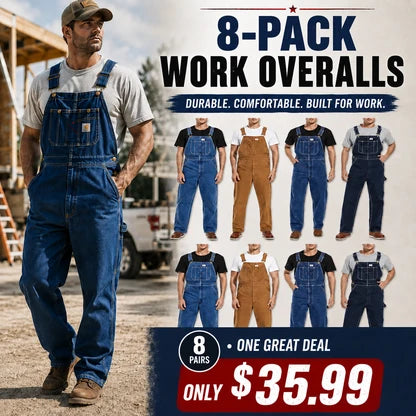 💝💝Last Day Promotion🔥Men's Denim Bib Overalls, Workwear with Adjustable Straps and Convenient Tool Pockets